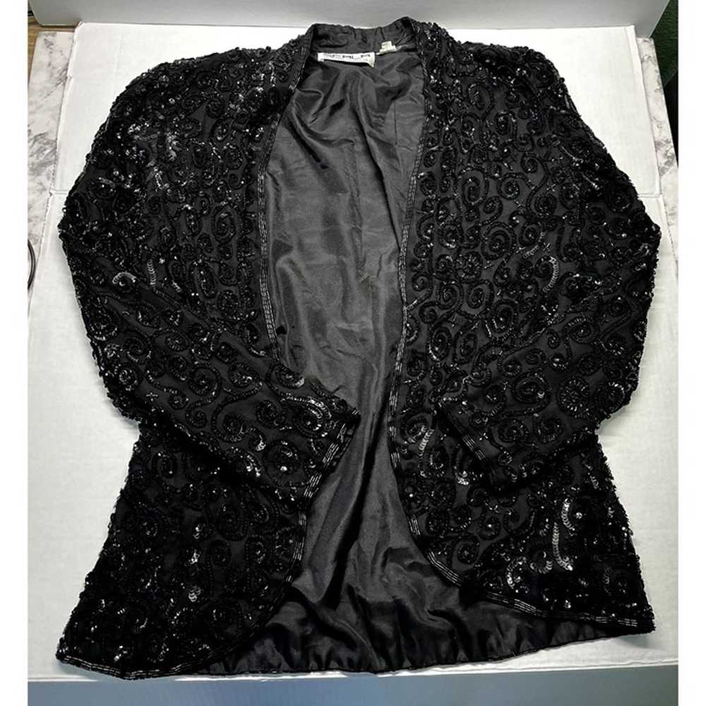 Vintage Scala Silk Evening Jacket Sz Small Heavil… - image 8