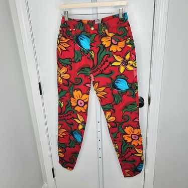 Moschino Jeans Vintage 1990s Red Floral Print Hig… - image 1