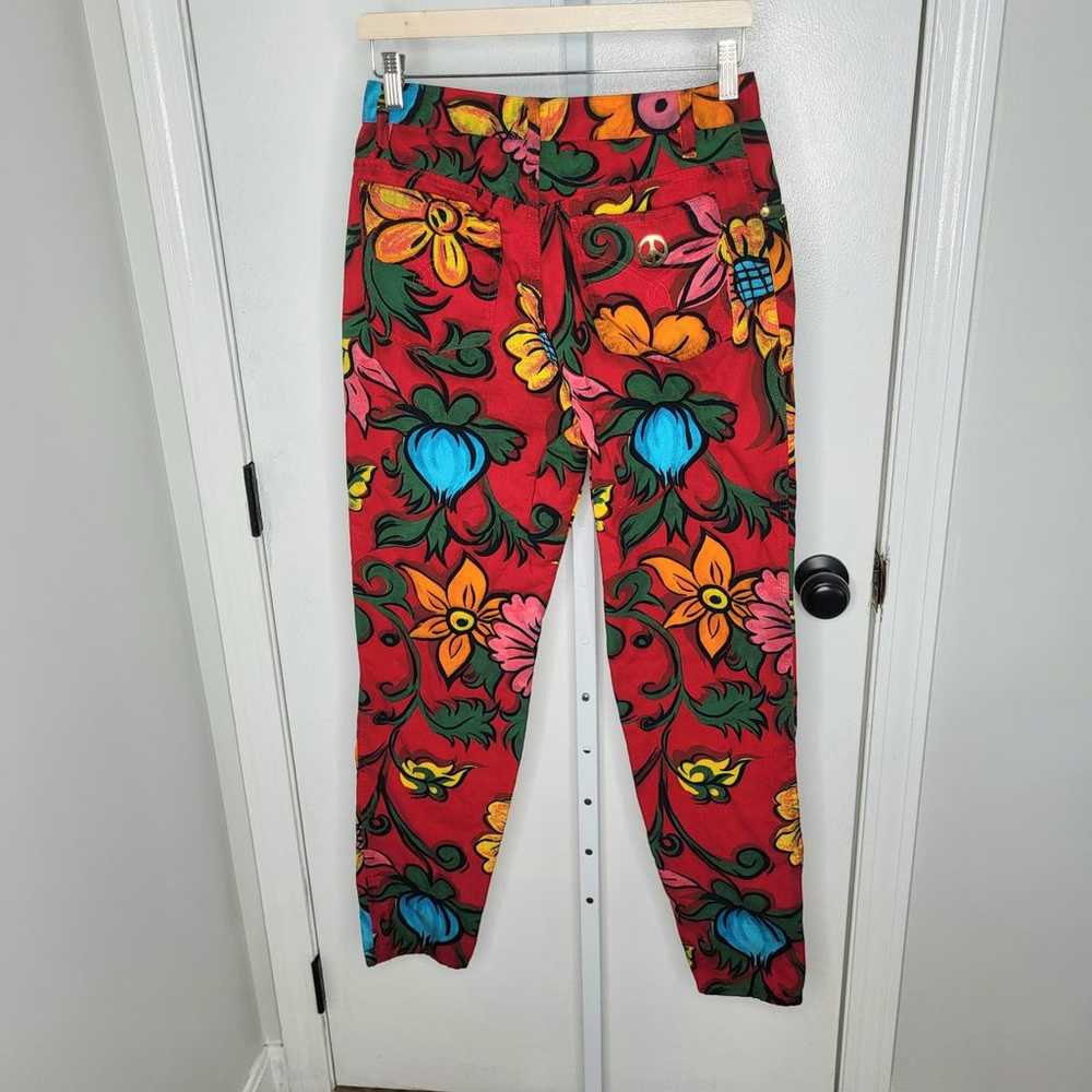 Moschino Jeans Vintage 1990s Red Floral Print Hig… - image 2