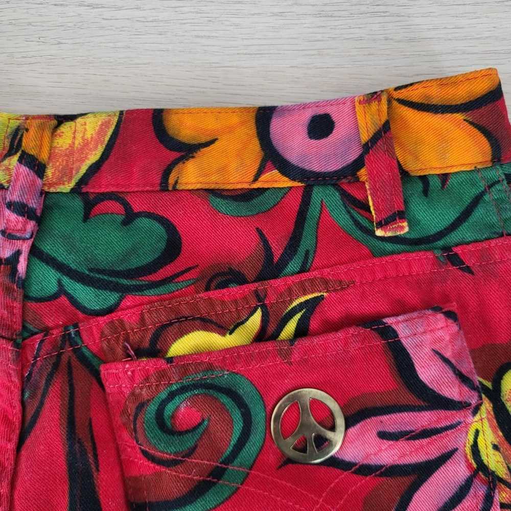 Moschino Jeans Vintage 1990s Red Floral Print Hig… - image 7