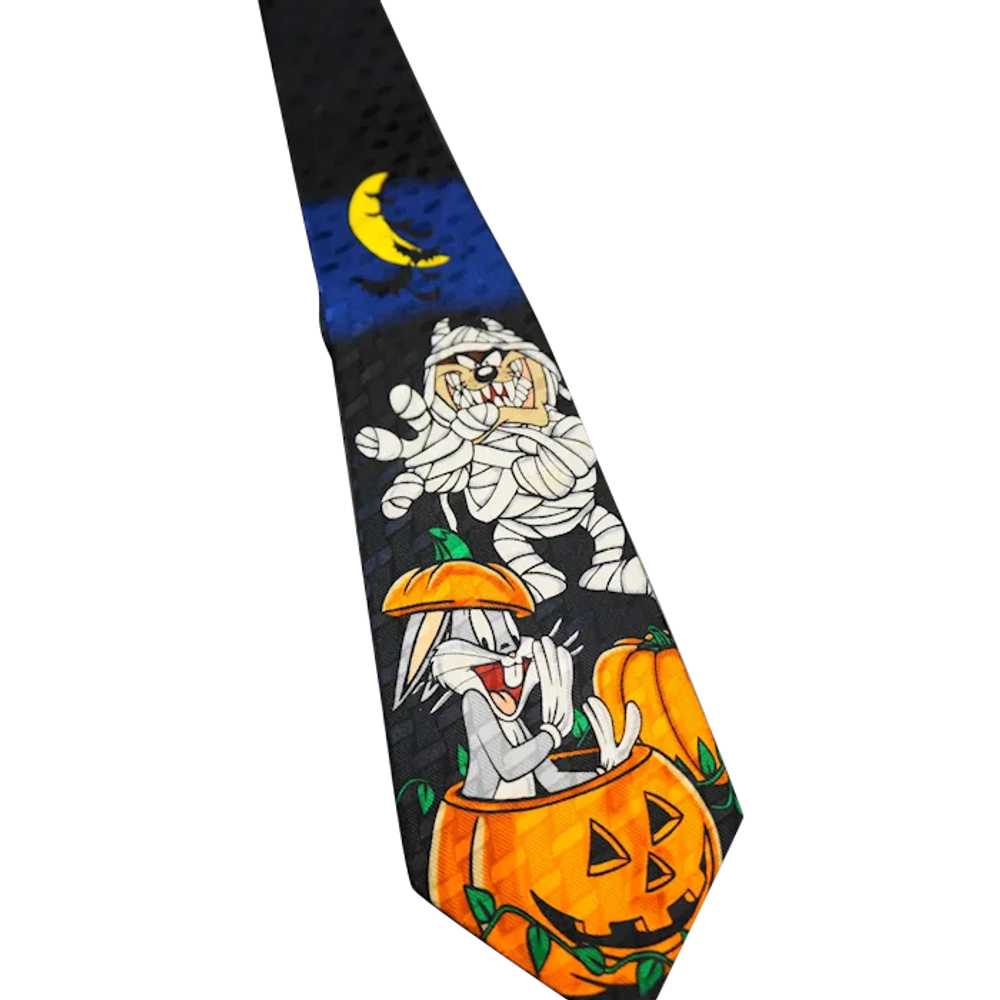 Looney Tunes Halloween Silk Tie Bugs Bunny Taz - image 1