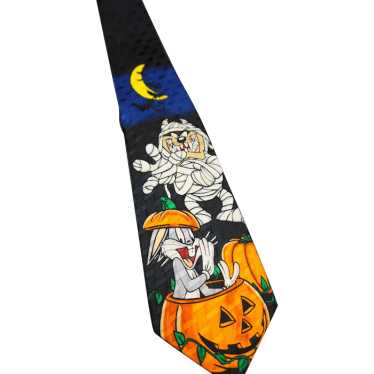 Looney Tunes Halloween Silk Tie Bugs Bunny Taz - image 1