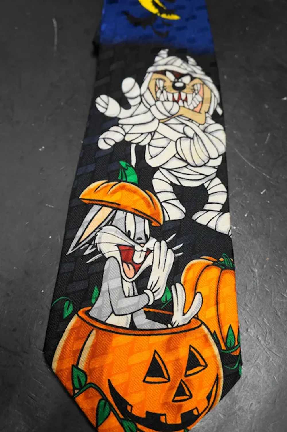 Looney Tunes Halloween Silk Tie Bugs Bunny Taz - image 3