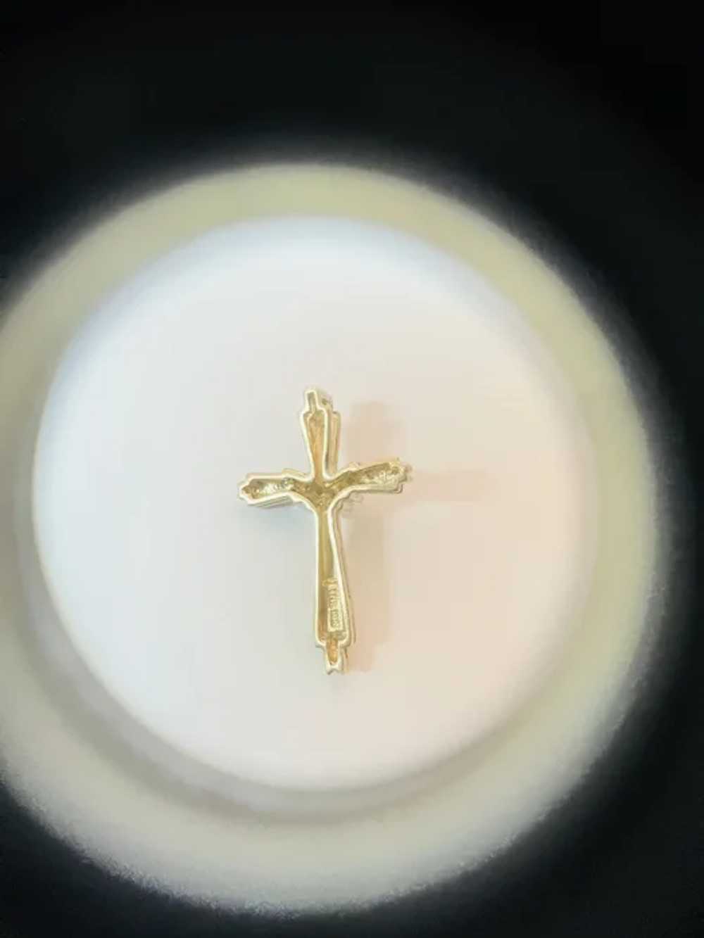 10k Gold Diamond Resurrection Cross Pendant Drape… - image 2