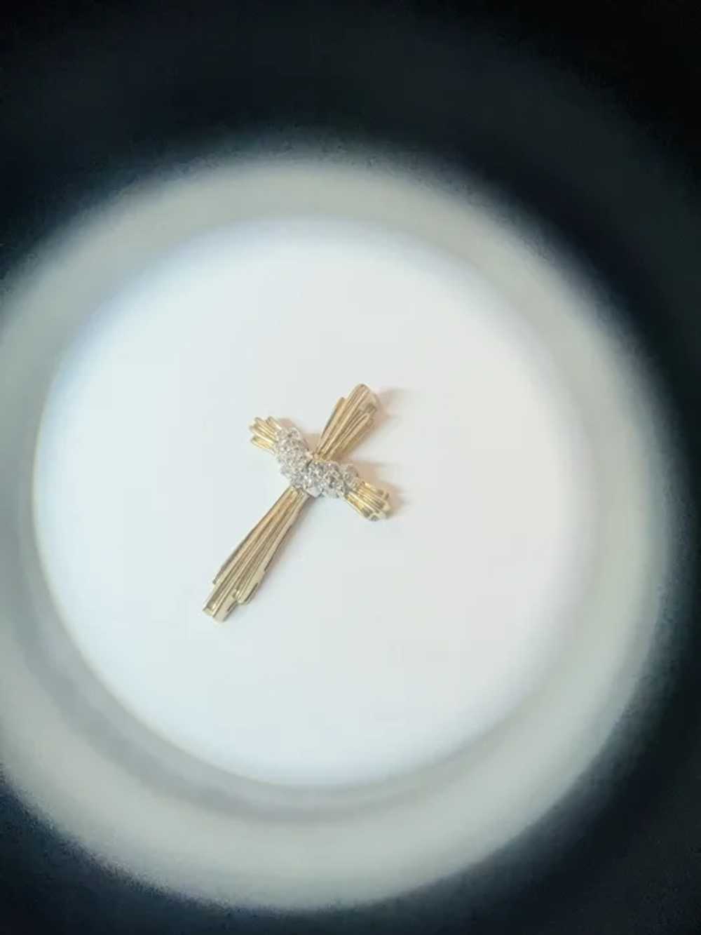 10k Gold Diamond Resurrection Cross Pendant Drape… - image 3