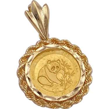 Fine Gold Panda Coin Pendant 14K Gold circa 1988