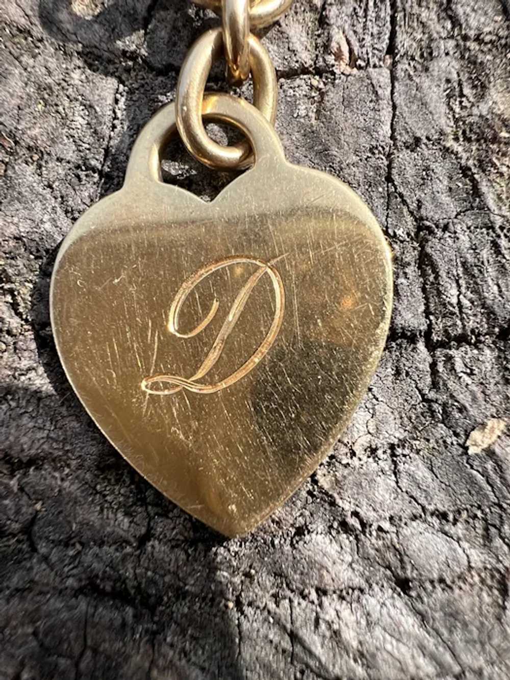 Tiffany & Co 18k Yellow Gold Heart Initial "D" Br… - image 10