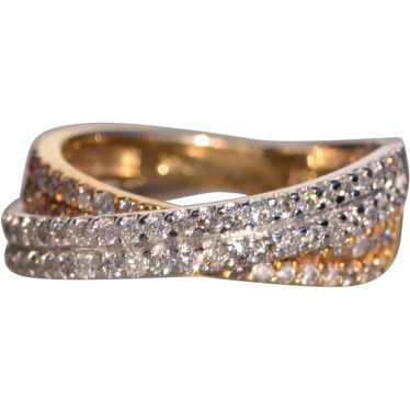 Two Tone Natural Diamond Crossover Ring