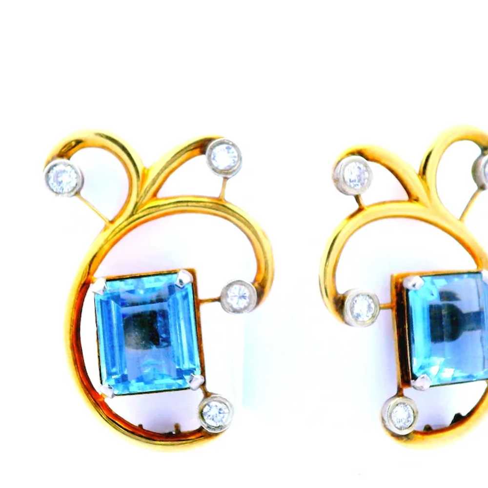 1950s 14K Rose Gold Aquamarine and Diamond Clip E… - image 7