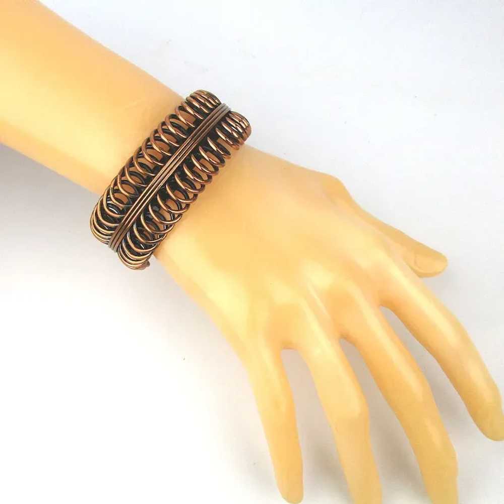 Modernist RENOIR Coily Copper Cuff Bracelet w/ Bo… - image 3