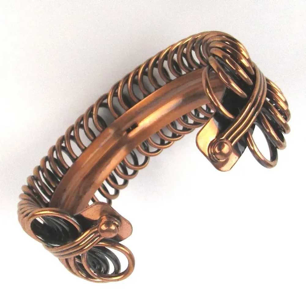 Modernist RENOIR Coily Copper Cuff Bracelet w/ Bo… - image 6