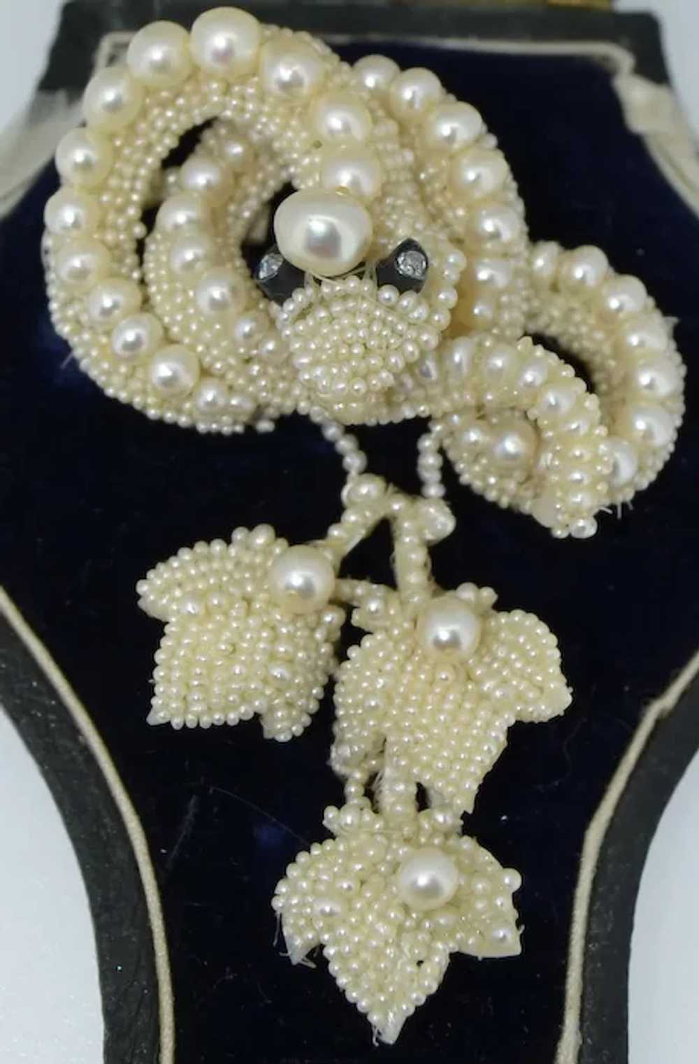 Tiffany & Co. 1850s Fine Woven Seed Pearl 14K & D… - image 2