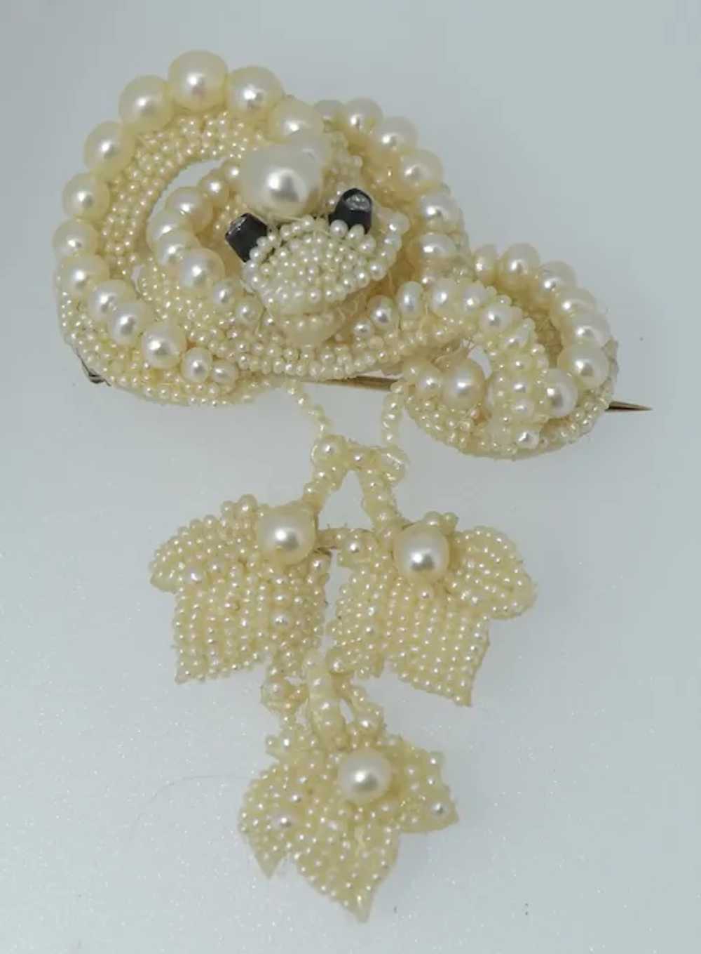 Tiffany & Co. 1850s Fine Woven Seed Pearl 14K & D… - image 7
