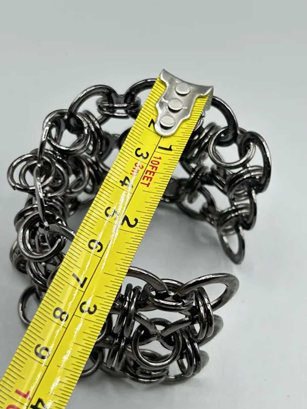 Chain Maille Cuff Bracelet Intersecting Rings Gun… - image 10