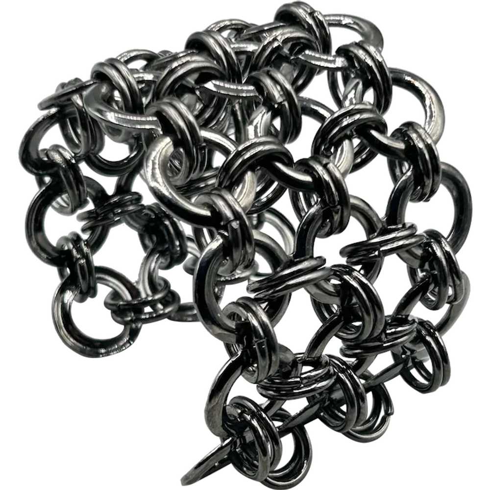 Chain Maille Cuff Bracelet Intersecting Rings Gun… - image 1
