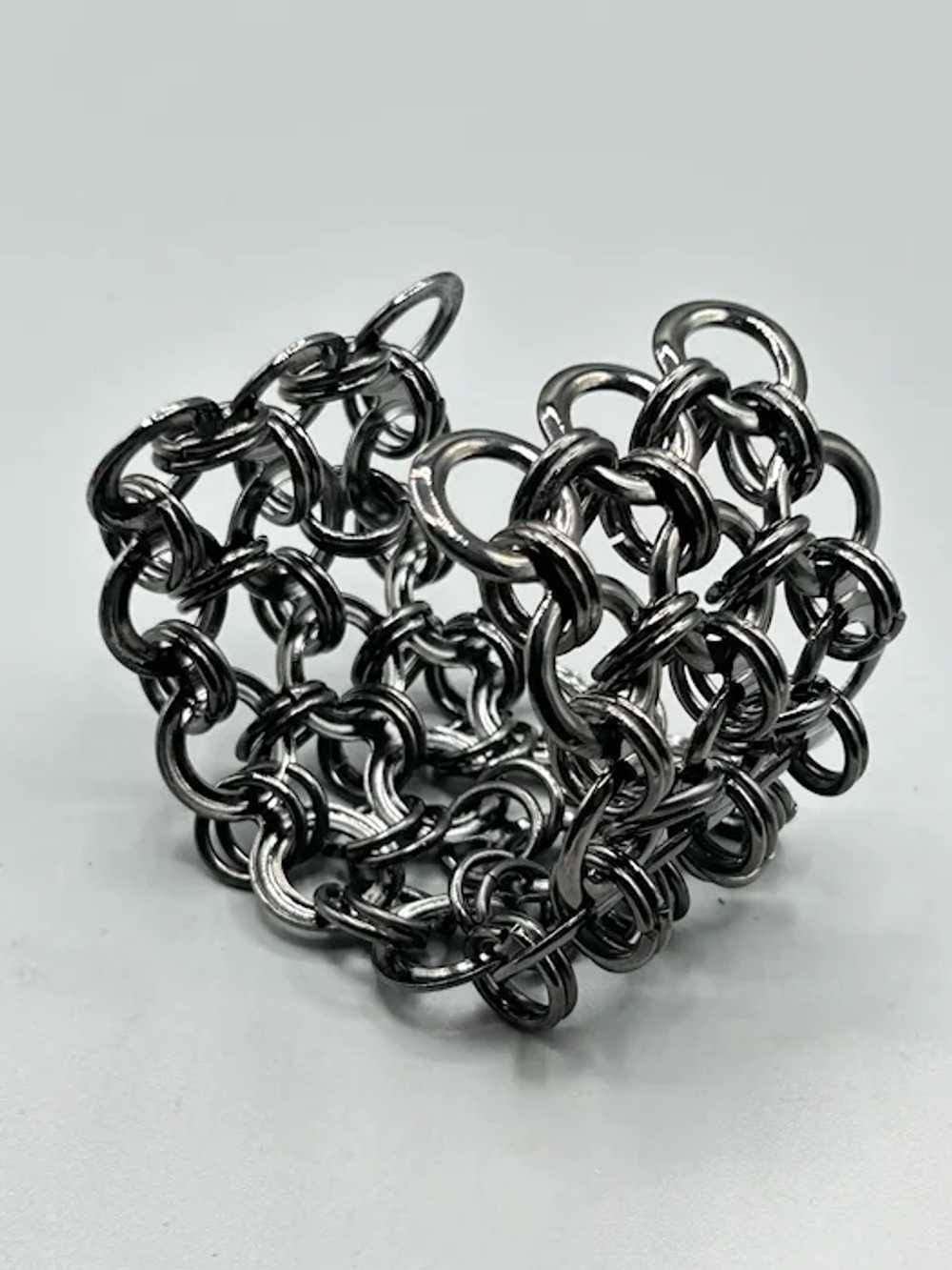 Chain Maille Cuff Bracelet Intersecting Rings Gun… - image 8