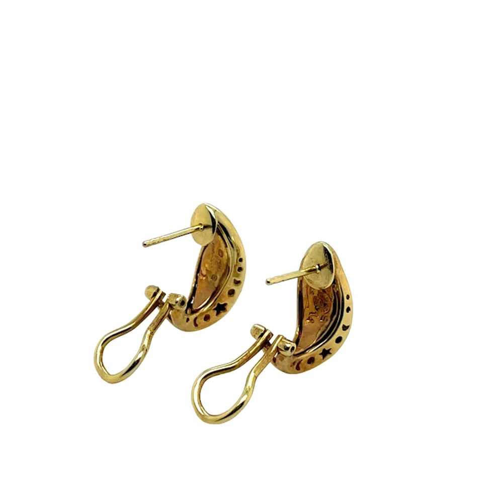 14K Yellow Gold Onyx and Mobe Earring - image 2