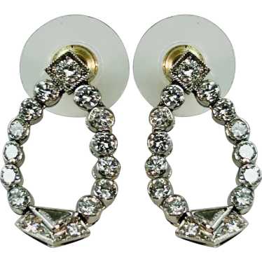 Antique Art Deco Diamond Dangle Earrings Platinum - image 1