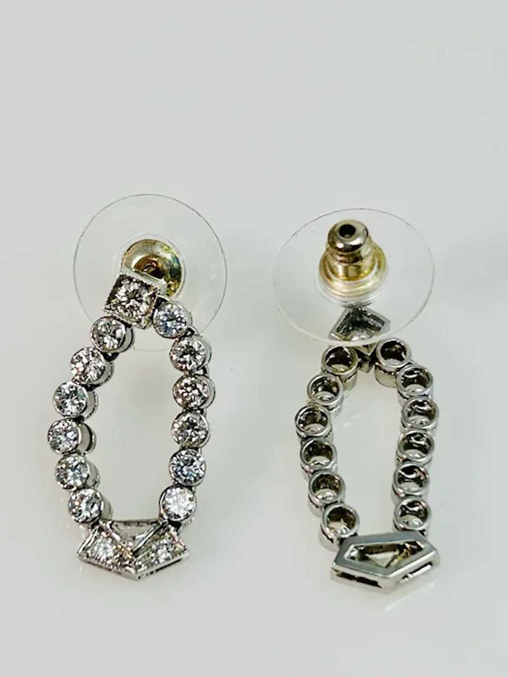 Antique Art Deco Diamond Dangle Earrings Platinum - image 4