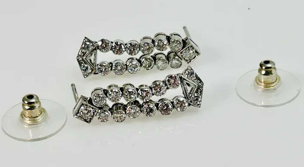 Antique Art Deco Diamond Dangle Earrings Platinum - image 5