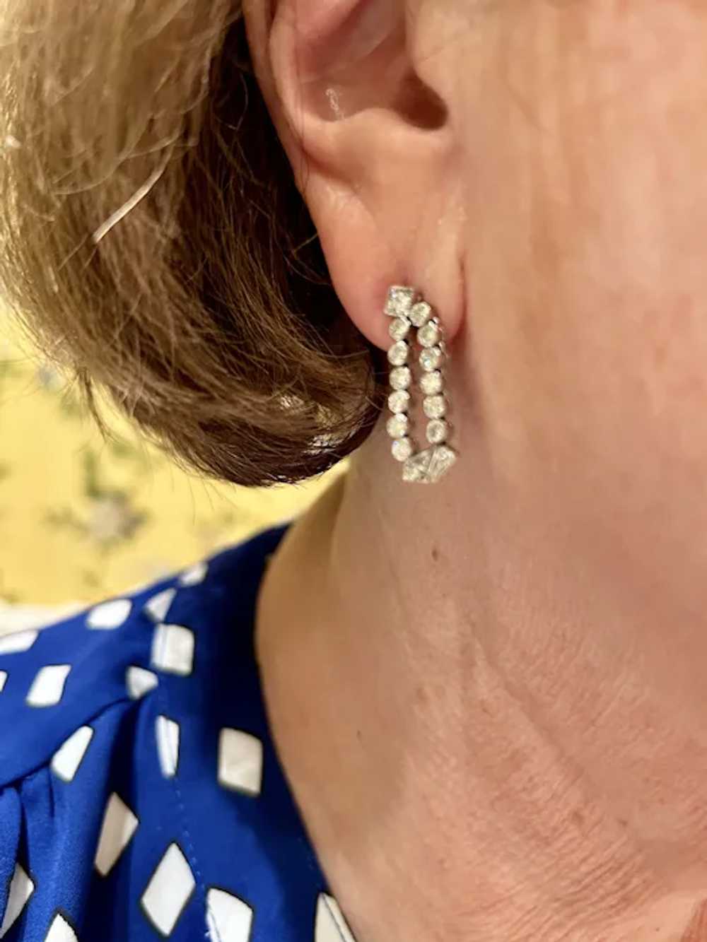 Antique Art Deco Diamond Dangle Earrings Platinum - image 9