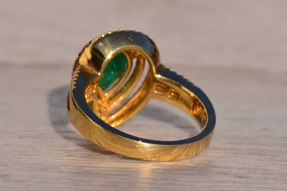 Pear Shaped Natural Emerald and Double Halo Diamo… - image 3