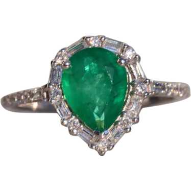 Effy Emerald and Natural Diamond Ring in White Go… - image 1