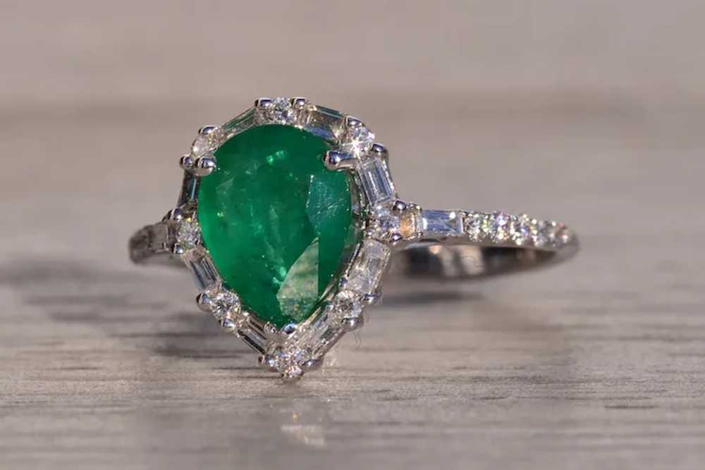 Effy Emerald and Natural Diamond Ring in White Go… - image 2