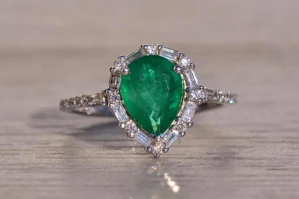 Effy Emerald and Natural Diamond Ring in White Go… - image 6