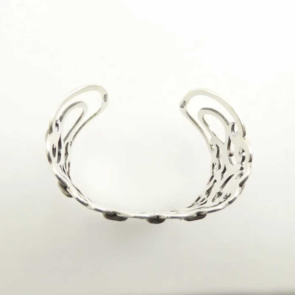 Mexican Silver Cuff with Heart Design - image 3