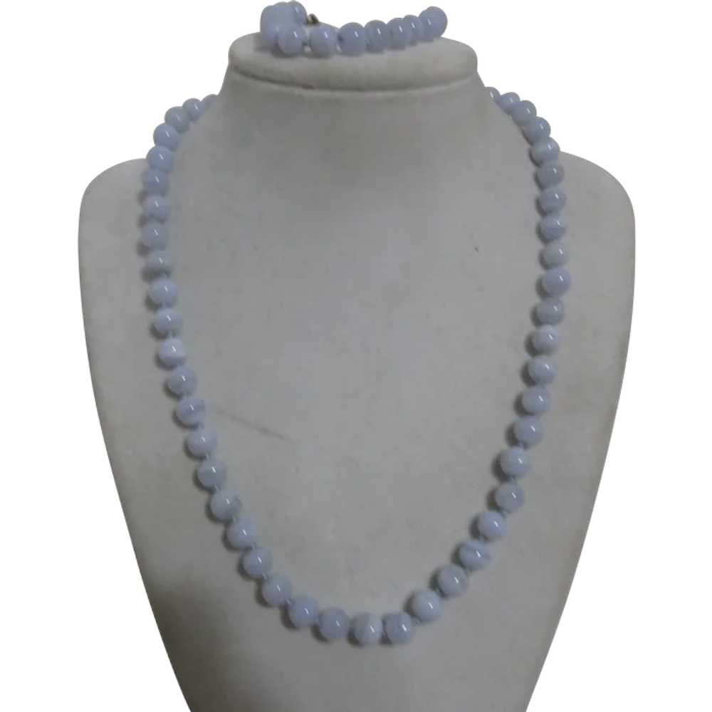 Blue Lace Agate Beaded Necklace and Bracelet - image 1