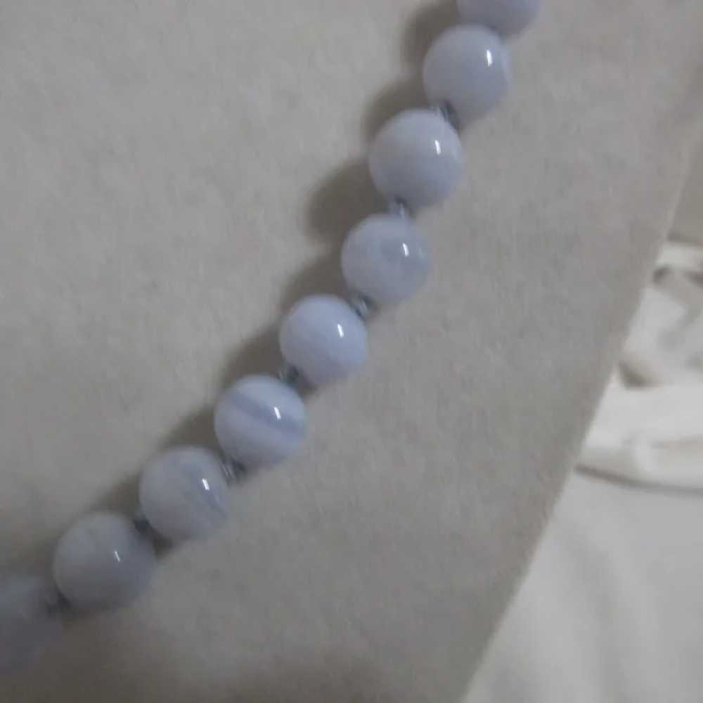 Blue Lace Agate Beaded Necklace and Bracelet - image 5