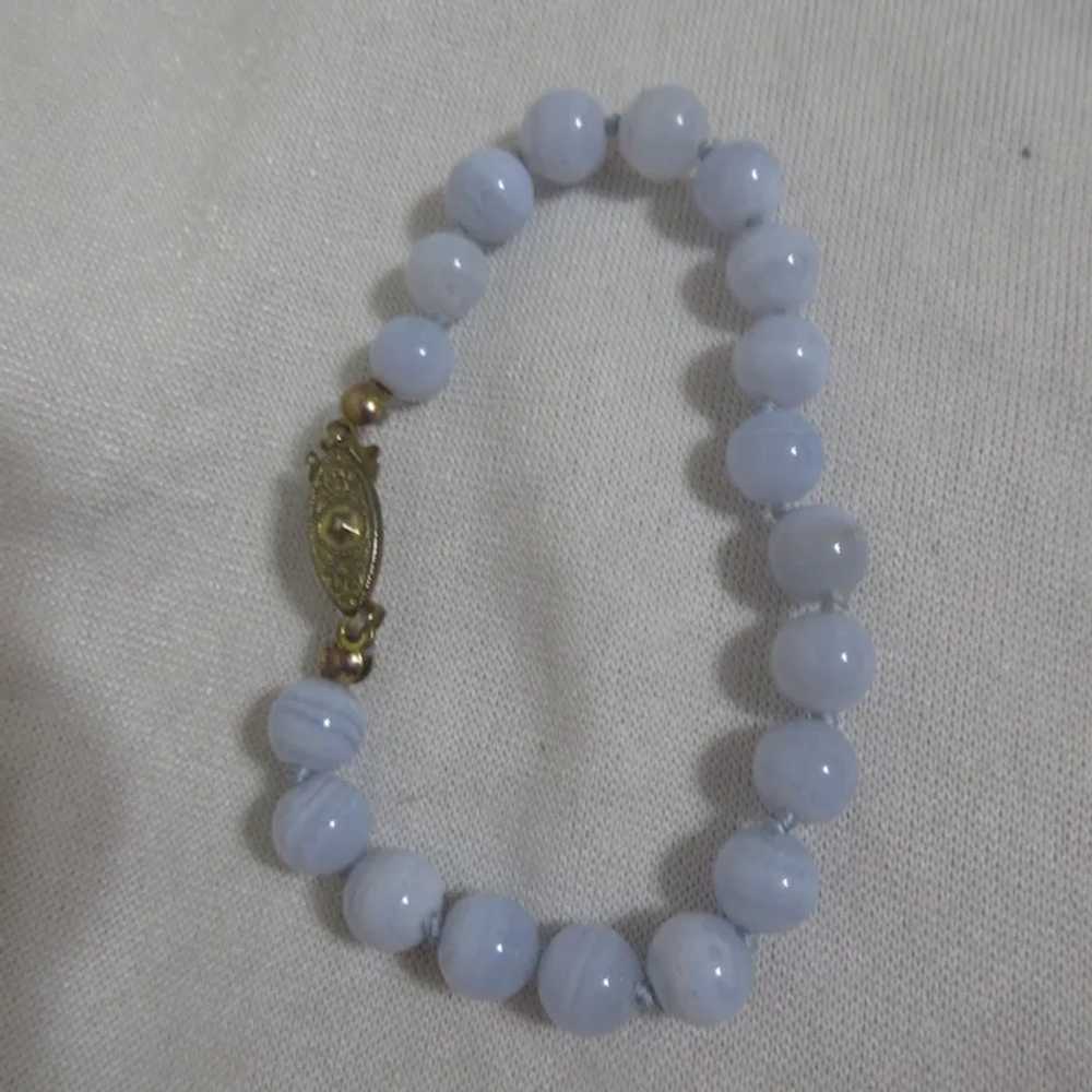 Blue Lace Agate Beaded Necklace and Bracelet - image 9
