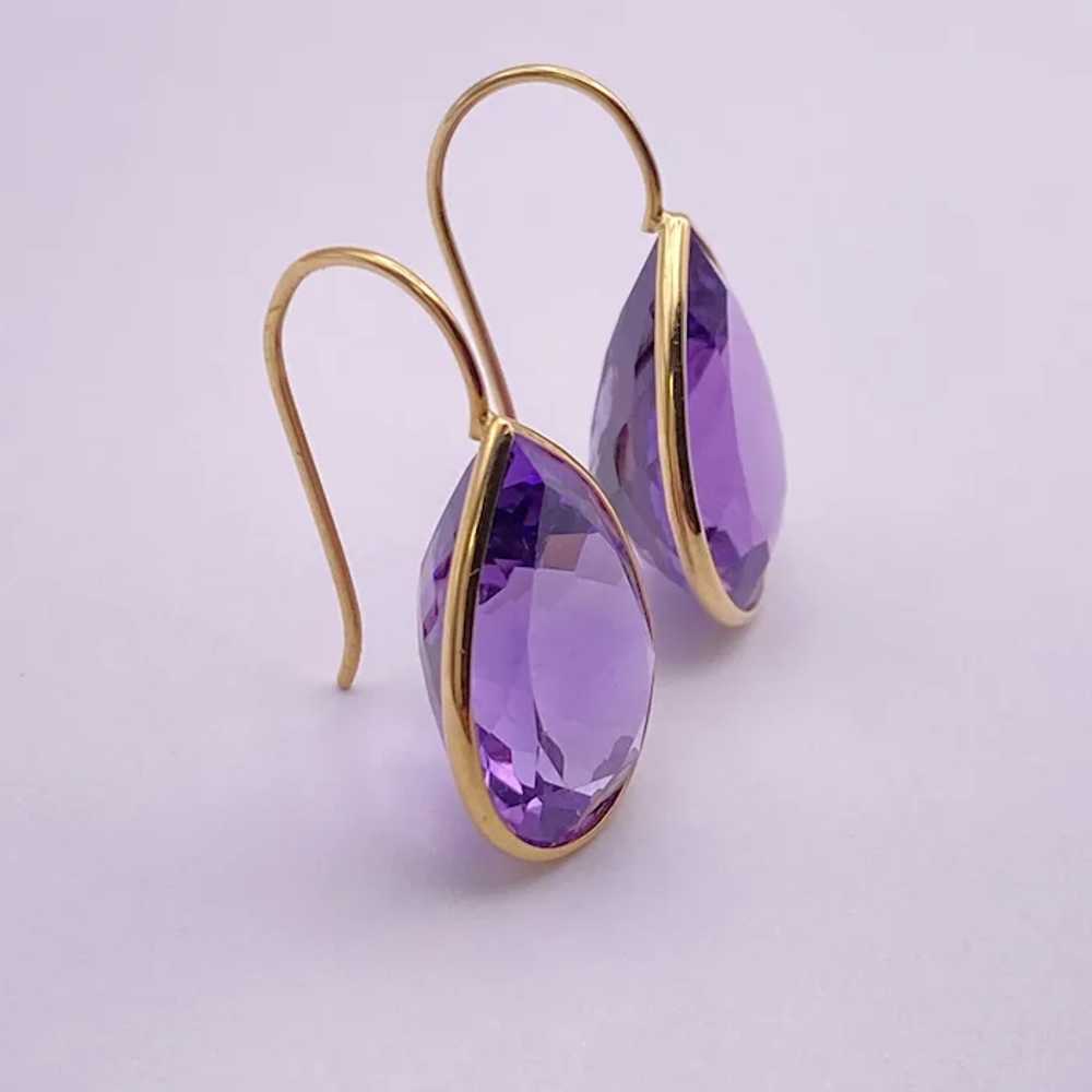 Fabulous BIG Amethyst Drop Earrings Pear Cut 21.2… - image 5