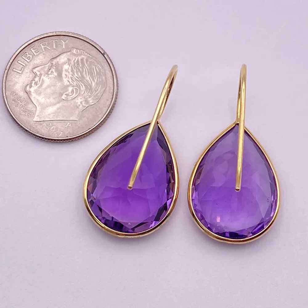 Fabulous BIG Amethyst Drop Earrings Pear Cut 21.2… - image 6