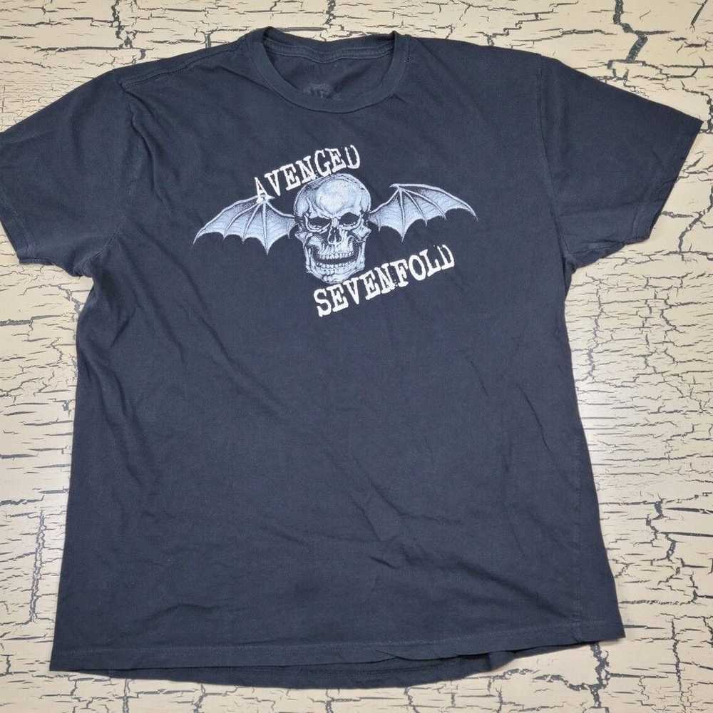 Vtg Avenged Sevenfold Bat Skull Graphic Metal Ban… - image 1