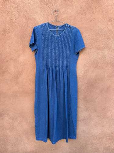 Pleated Torso Denim Dress