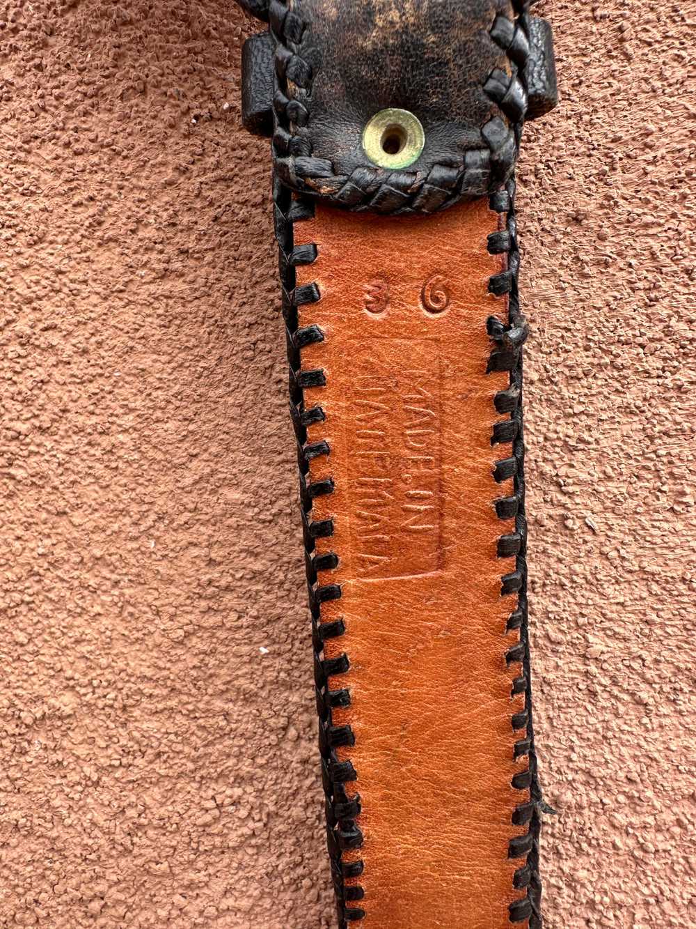 Black Leather & Cotton Guatemalan Boho Belt - image 3