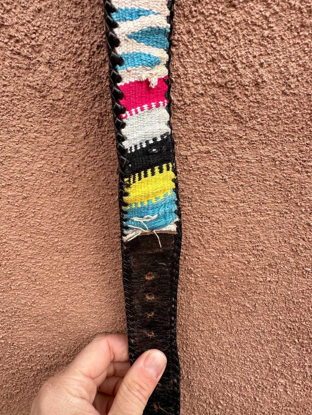 Black Leather & Cotton Guatemalan Boho Belt - image 4