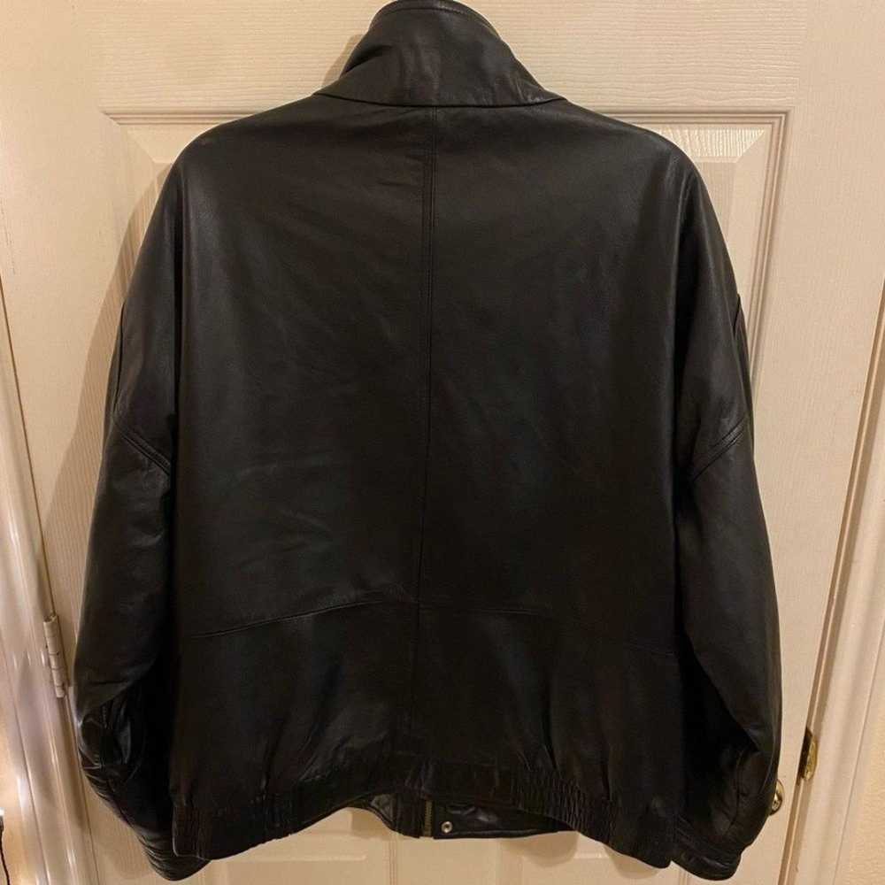 Vintage 90s Members Only Black Leather Bomber Jac… - image 2