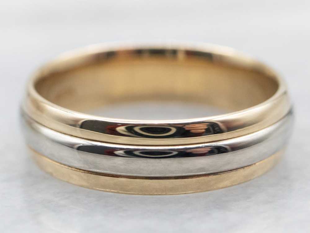 Two Tone Yellow and White Gold Wedding Band - image 1
