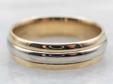 Two Tone Yellow and White Gold Wedding Band - image 1