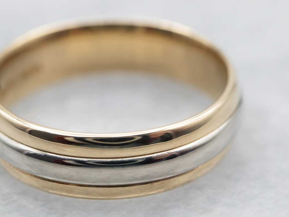 Two Tone Yellow and White Gold Wedding Band - image 2