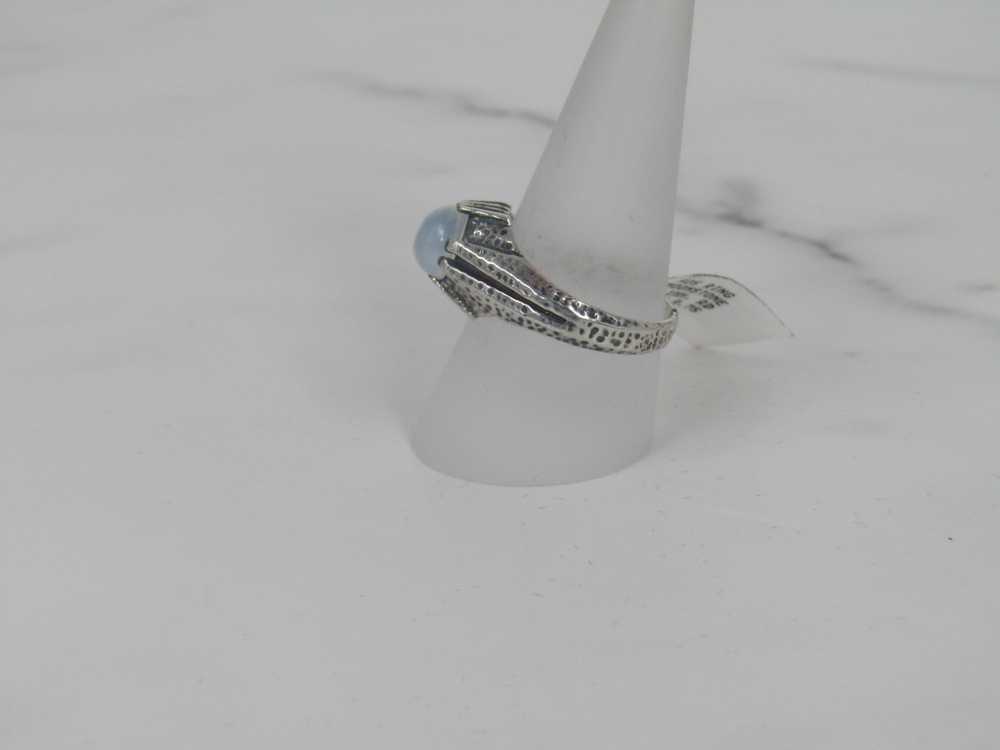 Silver Hammered Band Ring With Moonstone Cabochon - image 2