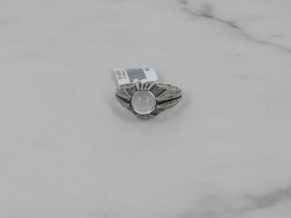 Silver Hammered Band Ring With Moonstone Cabochon - image 3