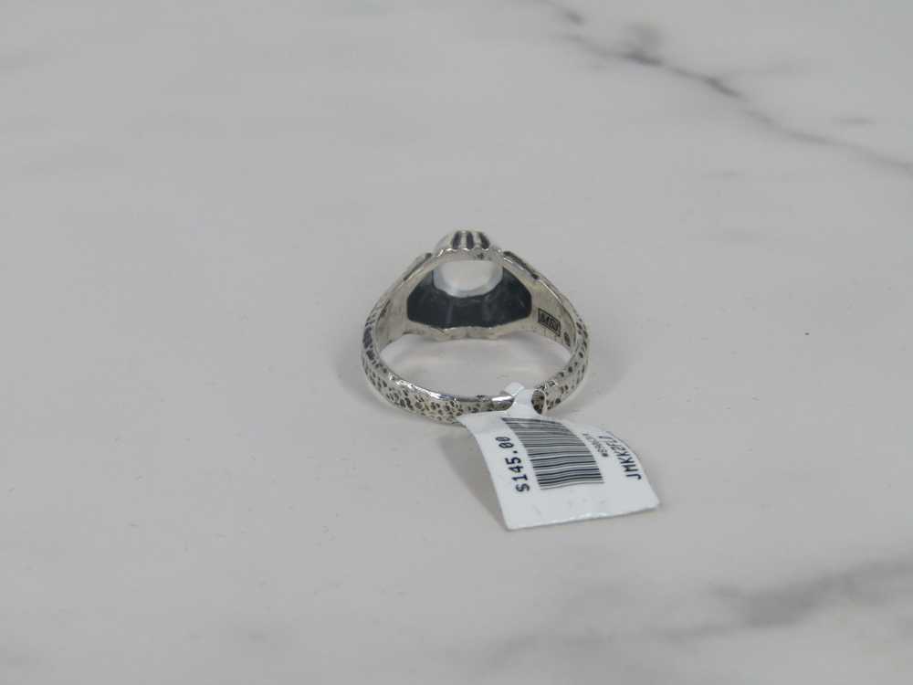 Silver Hammered Band Ring With Moonstone Cabochon - image 4