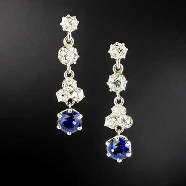 Edwardian Diamond and Sapphire Drop Earrings