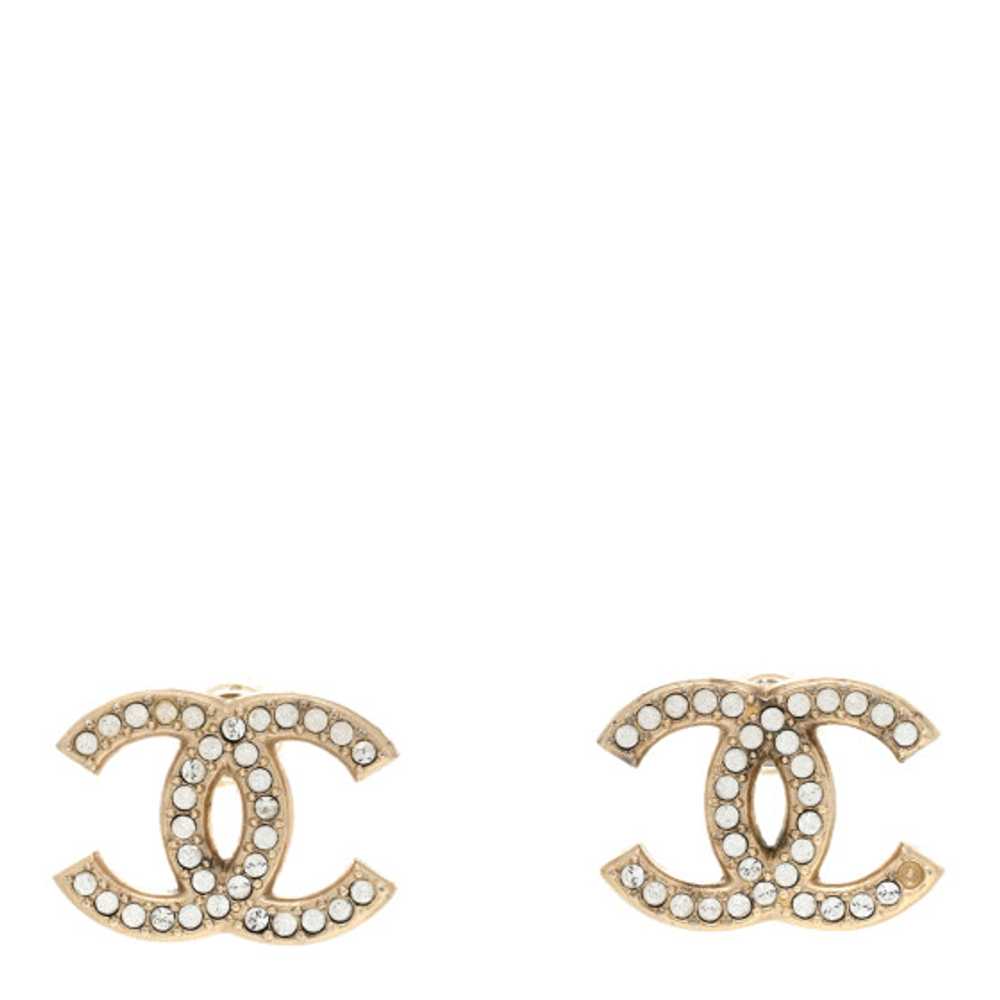 CHANEL Crystal CC Earrings Light Gold - image 1