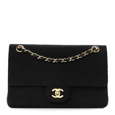 CHANEL Jersey Quilted Medium Double Flap Black - image 1