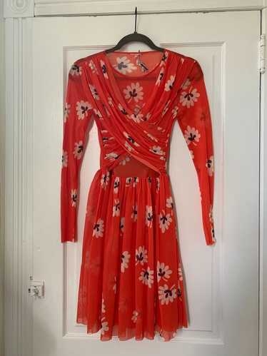 GANNI Big Apple Red Tilden Mesh Mini Dress (34) |…